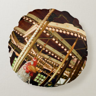 Vintage Carousel Rooster Round Cushion