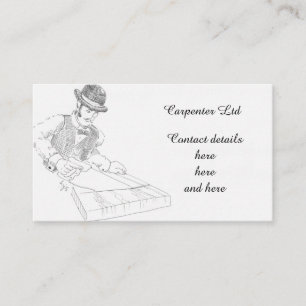 Vintage carpenter woodwork handyman drawing business card