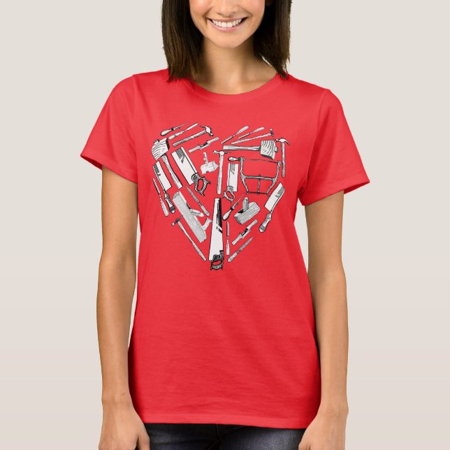 Vintage Carpentry Tools Heart  Tshirt (Front)