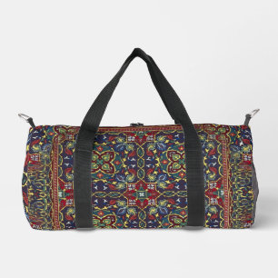 Vintage Carpet Detail in Red and Blue Duffle Bag