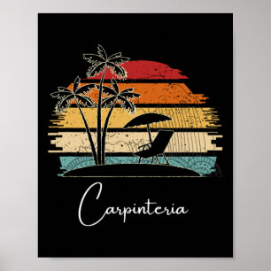Vintage Carpinteria Beach Lover Palm Trees Spring  Poster