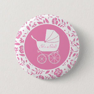 Vintage Carriage Baby Shower 6 Cm Round Badge