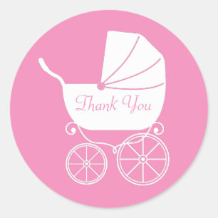 Vintage Carriage Baby Shower Classic Round Sticker