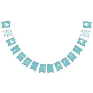 Vintage Carriage Baby Shower Cute Blue Boy Bunting