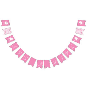 Vintage Carriage Baby Shower Cute Pink Girl Bunting