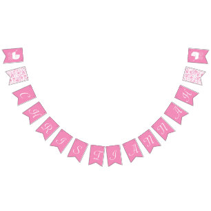 Vintage Carriage Baby Shower Cute Pink Girl Bunting