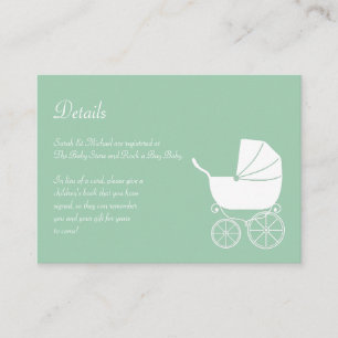 Vintage Carriage Baby Shower Green Gender Neutral Enclosure Card