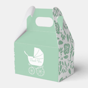 Vintage Carriage Baby Shower Green Gender Neutral Favour Box