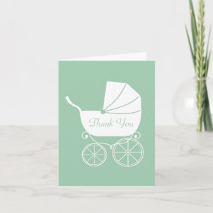 Vintage Carriage Baby Shower Green Gender Neutral Thank You Card