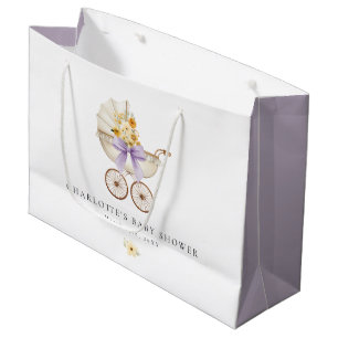 Vintage Carriage Lavender Baby Shower  Large Gift Bag