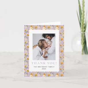 Vintage Carriage Lavender Floral Photo Thank You Card
