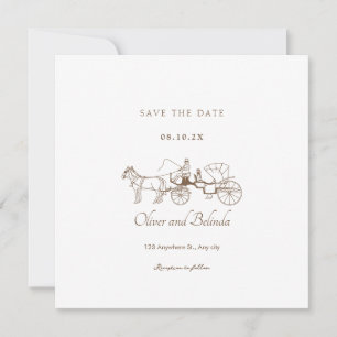 Vintage carriage minimalist elegant wedding save the date
