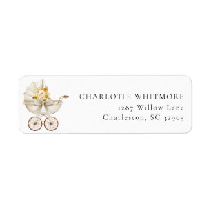 Vintage Carriage Neutral Floral Return Address 