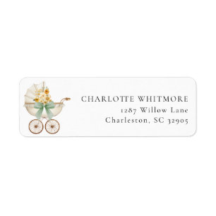 Vintage Carriage Sage Floral Return Address Label