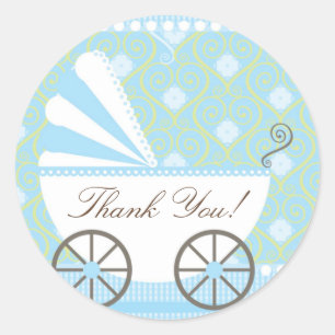 Vintage CarriageThank You Baby Shower Sticker