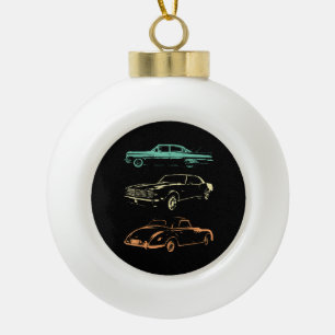 Vintage Cars - 80s & 90s Graphic Retro Ceramic Ball Christmas Ornament