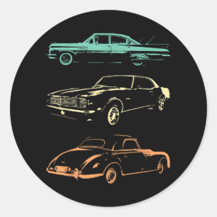 Vintage Cars - 80s & 90s Graphic Retro Classic Round Sticker