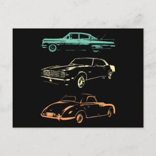 Vintage Cars - 80s & 90s Graphic Retro Holiday Postcard