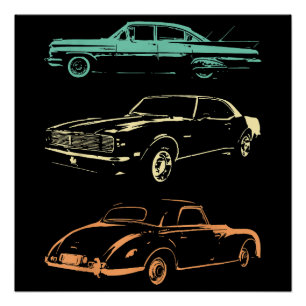 Vintage Cars - 80s & 90s Graphic Retro Poster