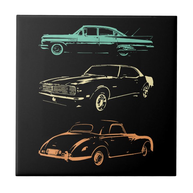 Vintage Cars - 80s & 90s Graphic Retro Tile (Front)