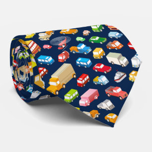 Vintage Cars and Trucks Cool Dark Blue  Tie