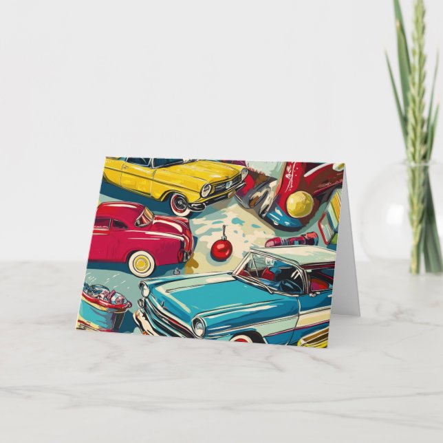 Vintage Cars Christmas Card (Front)