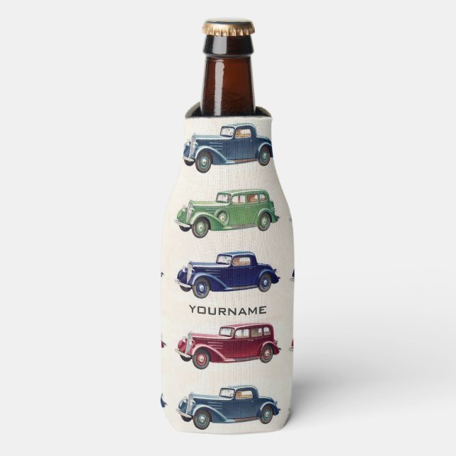Vintage cars custom bottle cooler (Bottle Front)