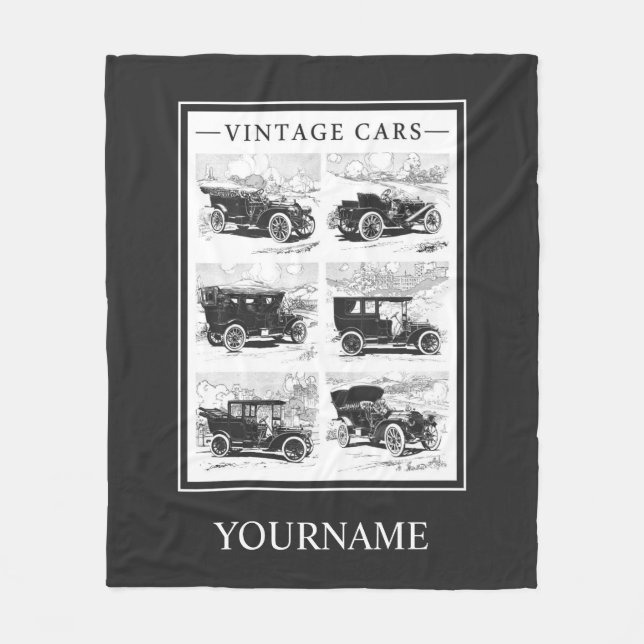 Vintage cars custom fleece blankets (Front)