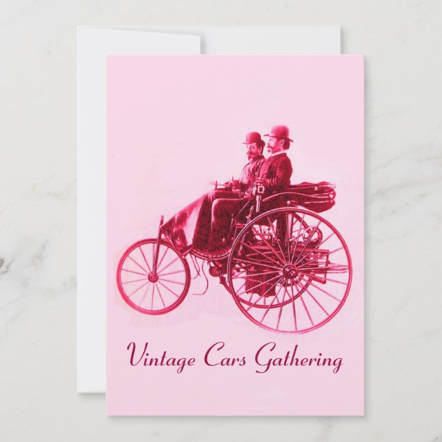 ViNTAGE CARS GATHERING  champagne red fuchsia pink Invitation (Front)