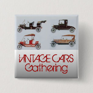 Vintage Cars Gathering Classic Auto 15 Cm Square Badge