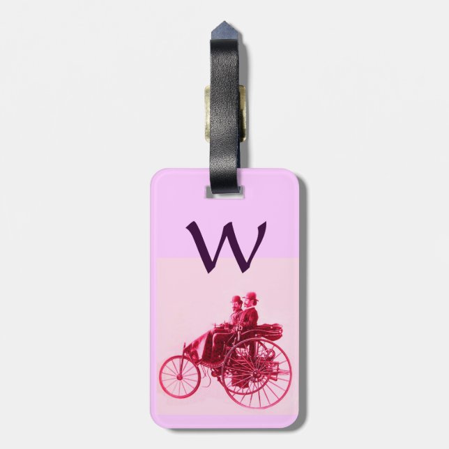 Vintage Cars Gathering Monogram Luggage Tag (Back Vertical)