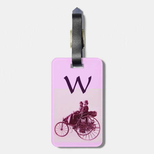 Vintage Cars Gathering Monogram Luggage Tag (Back Vertical)
