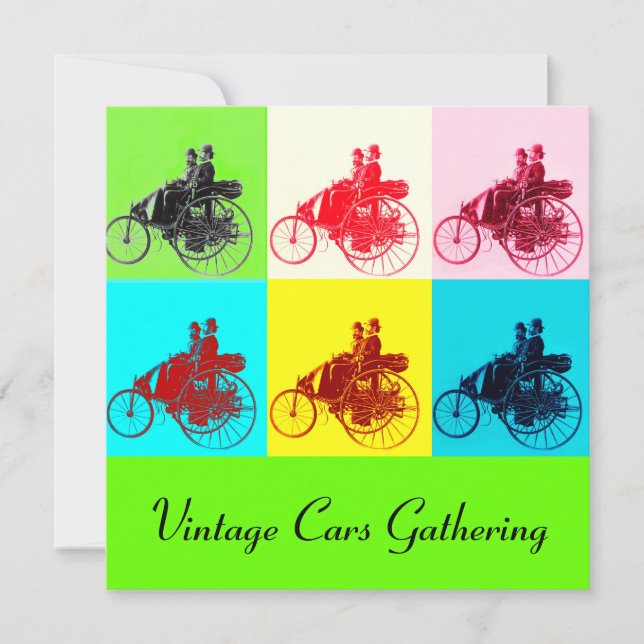 ViNTAGE CARS GATHERING POP ART Invitation (Front)