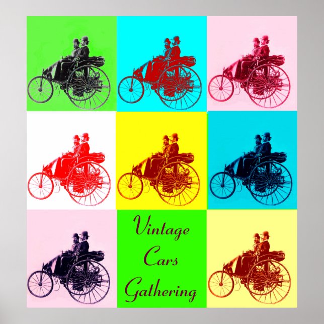 ViNTAGE CARS GATHERING POP ART Poster (Front)