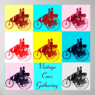 ViNTAGE CARS GATHERING POP ART Poster