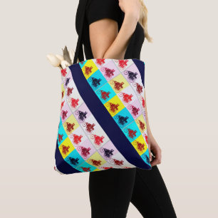 VINTAGE CARS GATHERING POP ART TOTE BAG