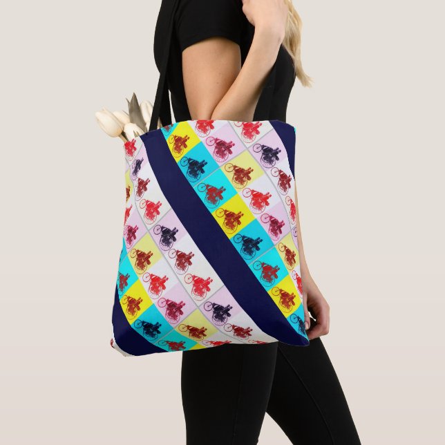 VINTAGE CARS GATHERING  POP ART TOTE BAG (Close Up)