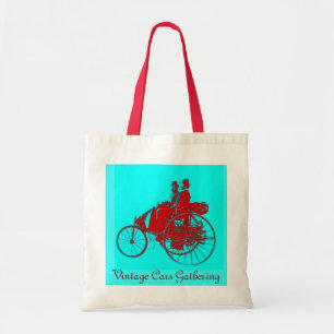ViNTAGE CARS GATHERING ,red blue turquase Tote Bag
