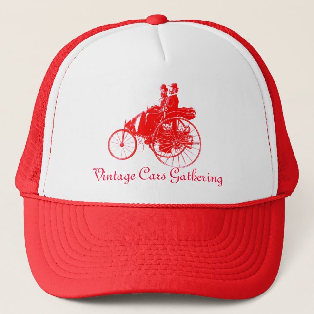 Vintage Cars Gathering , red white Trucker Hat (Front)