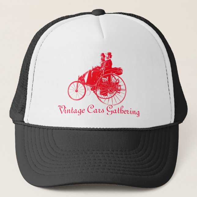 Vintage Cars Gathering , red white Trucker Hat (Front)