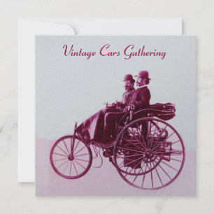 ViNTAGE CARS GATHERING ,Silver purple red Invitation