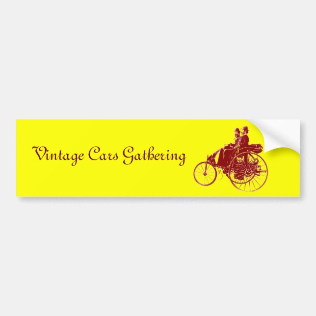 Vintage Cars Gathering , yellow brown Bumper Sticker (Front)