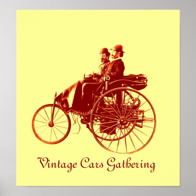 Vintage Cars Gathering , yellow brown Poster (Front)