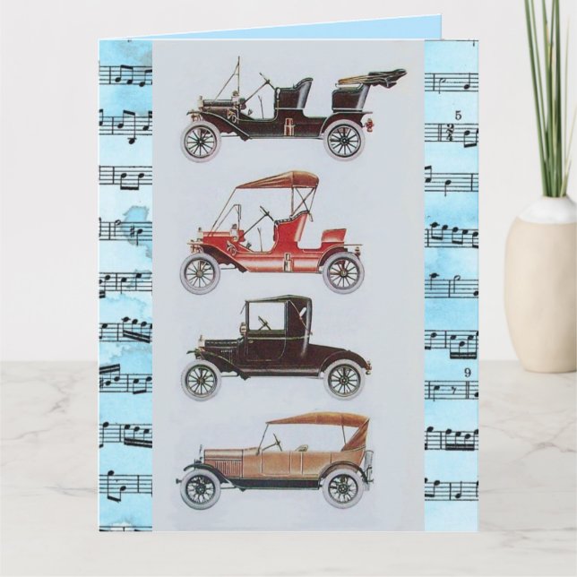 VINTAGE CARS  MUSICAL FATHER'S DAY CARD (Front)