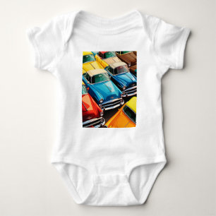 Vintage Cars Pattern Baby Bodysuit