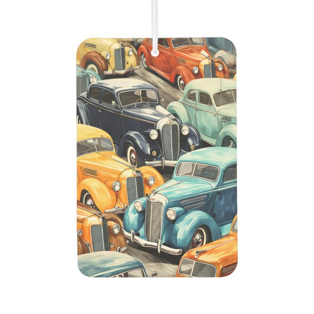 Vintage Cars Pattern Car Air Freshener (Front)