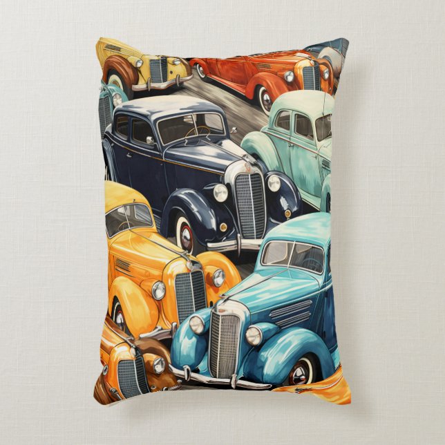 Vintage Cars Pattern Decorative Cushion (Front(Vertical))
