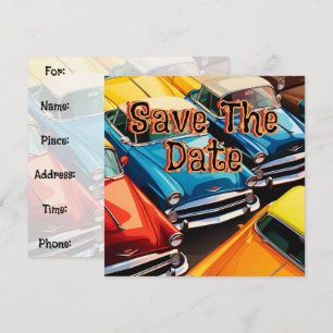 Vintage Cars Pattern Save The Date