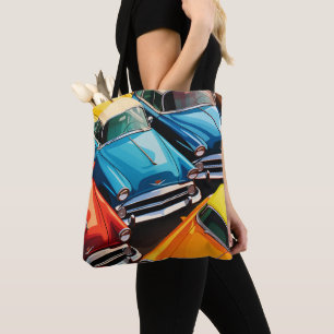 Vintage Cars Pattern Tote Bag