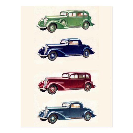 Vintage cars postcard